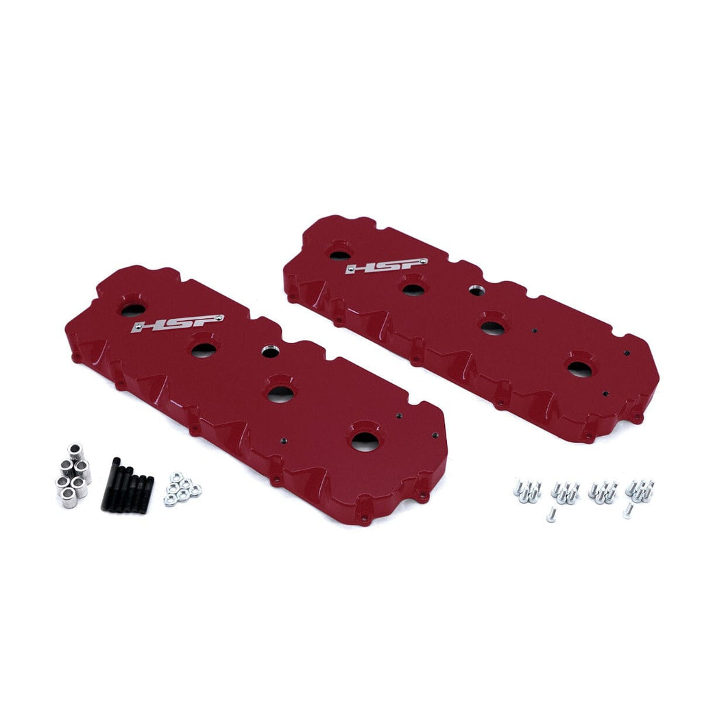 HSP Billet Valve Covers (2001-2004 Chevrolet / GMC) Engine Valve Cover HSP Diesel Candy Red 