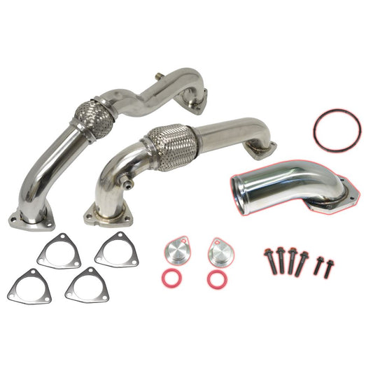 EGR and Cooler Kit w/ Up Pipes (2008-2010 Ford F250/F350/F450/F550 6.4 Powerstroke) EGR Delete Kits Flo-Pro 