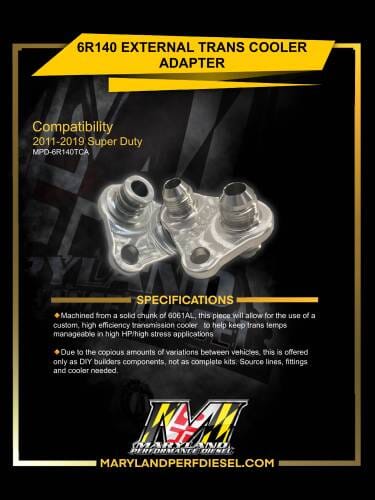 MPD 6R140 Trans Cooler Adapter (11-19 Powerstroke) Maryland Performance Diesel 